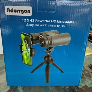 Black HD Binoculars with Smartphone Adapter